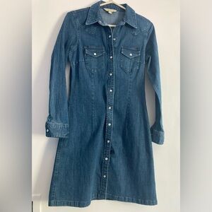 Hope & Harlow SZ 6 Womens denim Western pearl snap dress